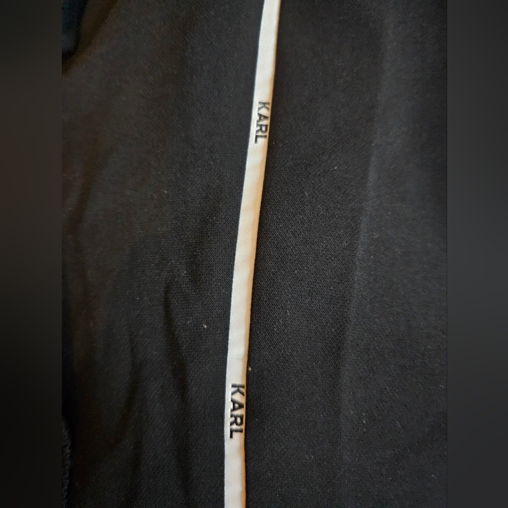 NWT Karl Lagerfeld Wide Leg Pant With White Piping Down The Side - Picture 2 of 6